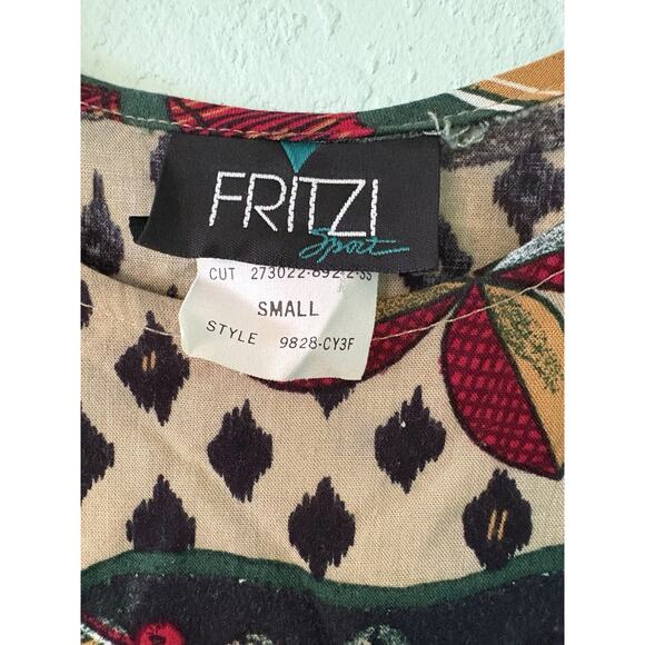 Vintage Fritzi Of California Women’s Small Floral Printed Blouse 18” PTP - Picture 2 of 3